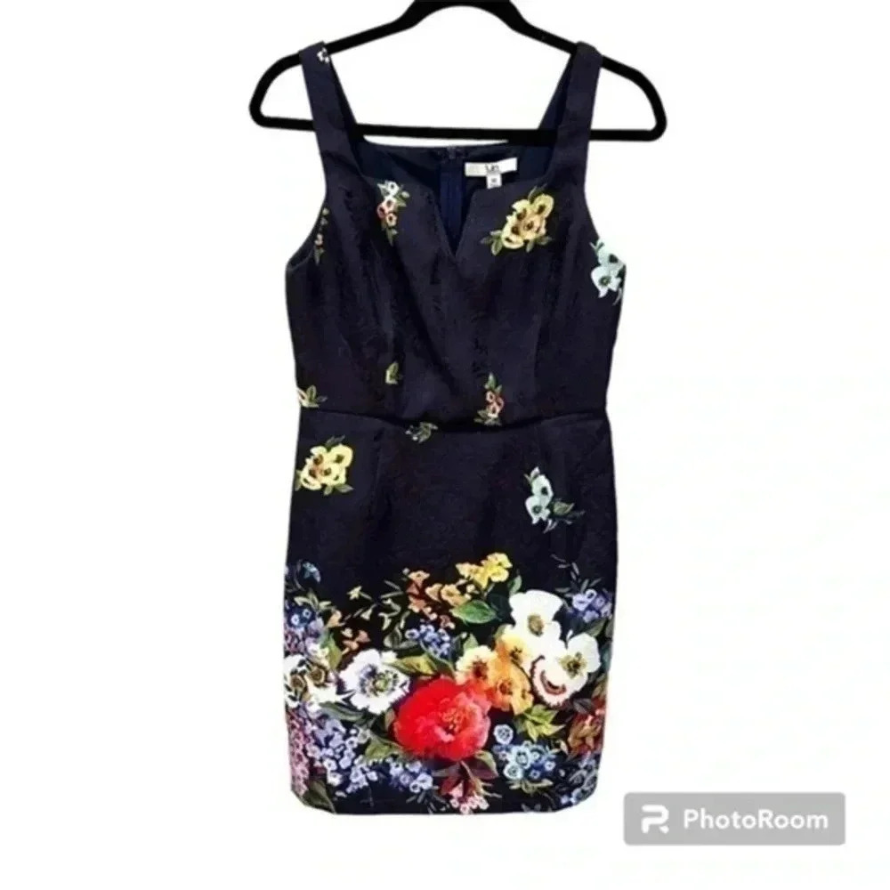 Ya Los Angeles floral sleeveless jacquard dress Medium